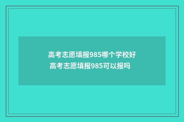 高考志愿填报985哪个学校好 高考志愿填报985可以报吗