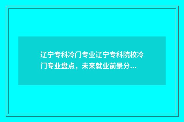 辽宁专科冷门专业辽宁专科院校冷门专业盘点，未来就业前景分析 辽宁专科院校推荐