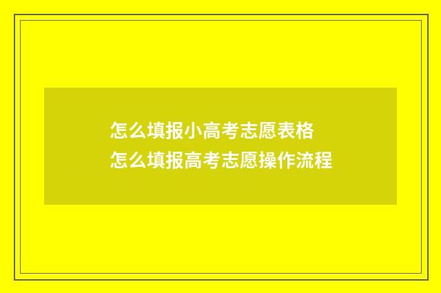 怎么填报小高考志愿表格 怎么填报高考志愿操作流程