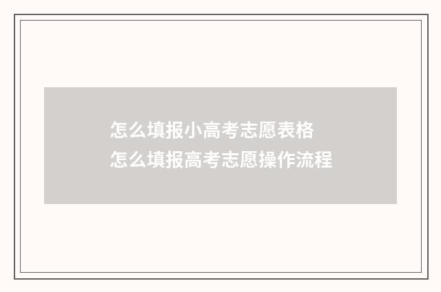 怎么填报小高考志愿表格 怎么填报高考志愿操作流程