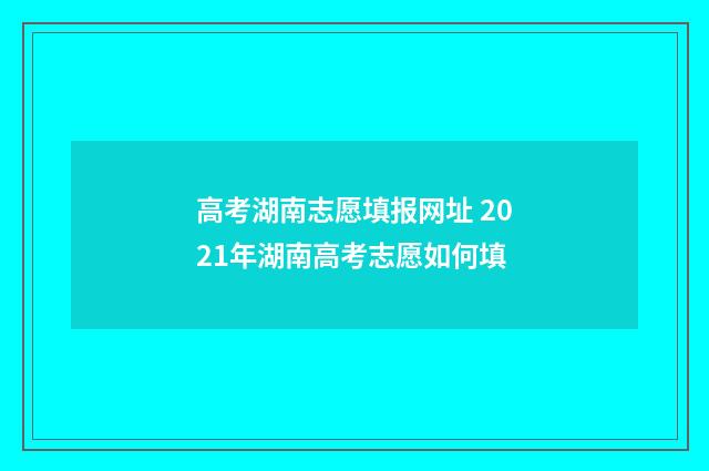 高考湖南志愿填报网址 2021年湖南高考志愿如何填