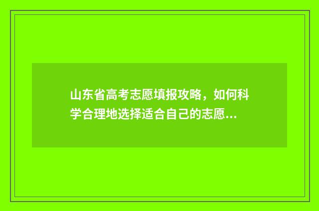 山东省高考志愿填报攻略，如何科学合理地选择适合自己的志愿？ 山东省春季高考本科有哪些院校