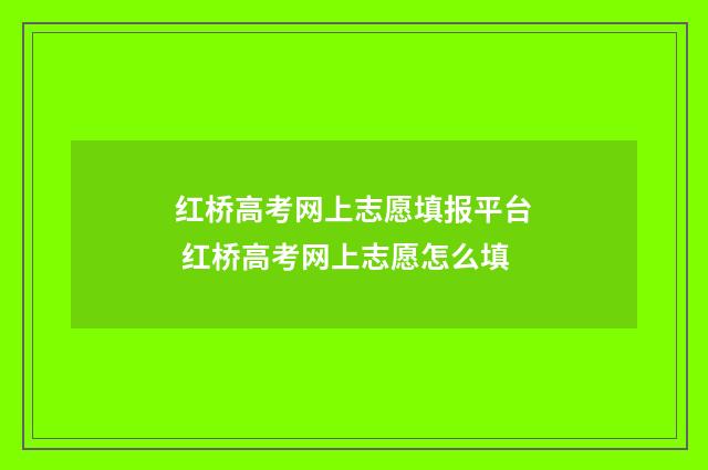 红桥高考网上志愿填报平台 红桥高考网上志愿怎么填