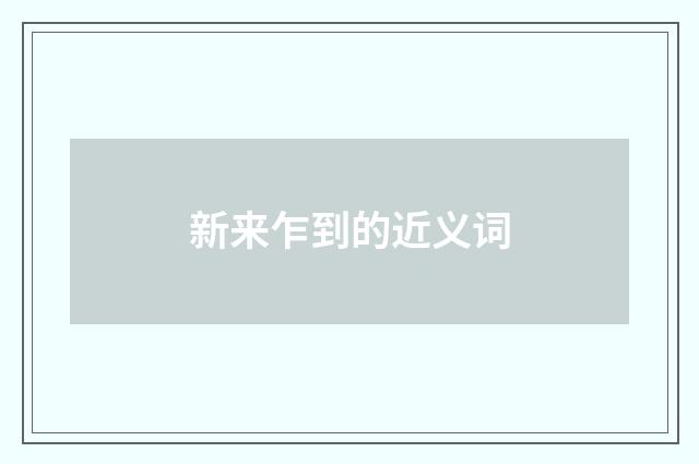 新来乍到的近义词
