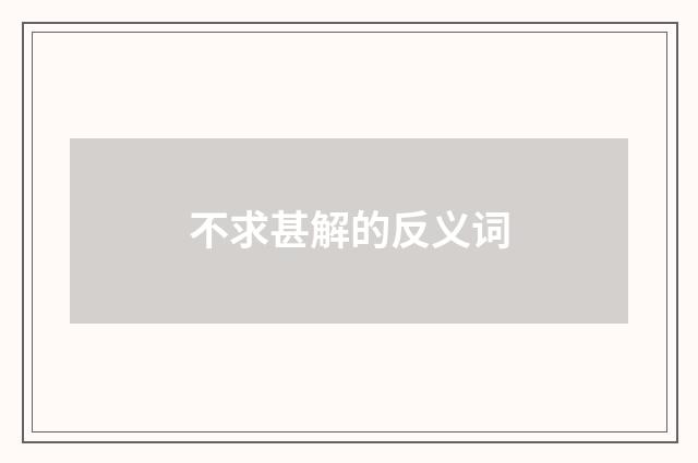 不求甚解的反义词