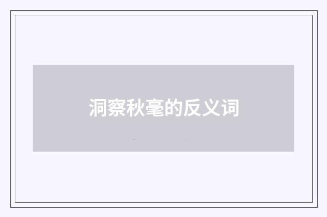 洞察秋毫的反义词