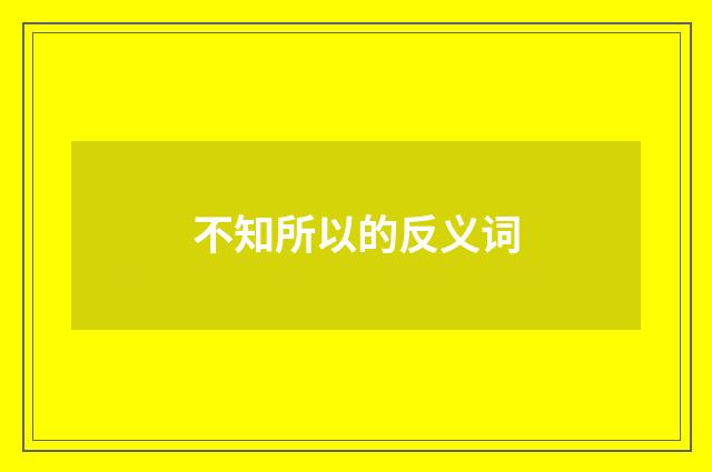 不知所以的反义词